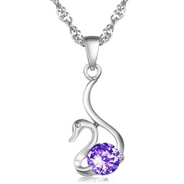 Reliable Reputation Female Swan Shape Platinum Plating Titanium Necklace With Diamond