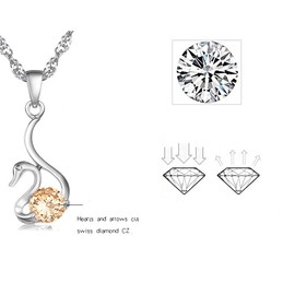 Reliable Reputation Female Swan Shape Platinum Plating Titanium Necklace With Diamond