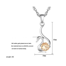 Reliable Reputation Female Swan Shape Platinum Plating Titanium Necklace With Diamond