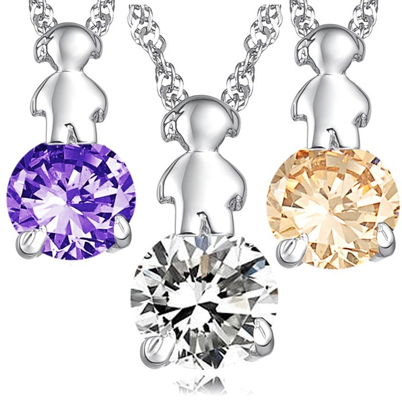 Durable in Use Female Platinum Plating Titanium Necklace With Diamond