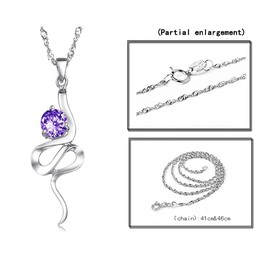 Reliable Reputation Female Purple Platinum Plating Titanium Necklace With Rhinestone