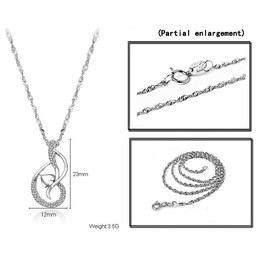 High Quality Female Platinum Plating Titanium Necklace With Rhinestone