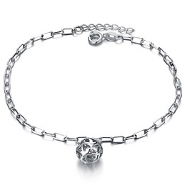 Quality and Quantity Assured Female Hollow Ball Shape Platinum Plating Titanium Anklet 
