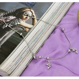 High Quality Female Dolphin Shape Platinum Plating Titanium Anklet  
