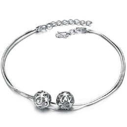 Complete in Specifications Female Hollow Ball Shape Platinum Plating Titanium Anklet 