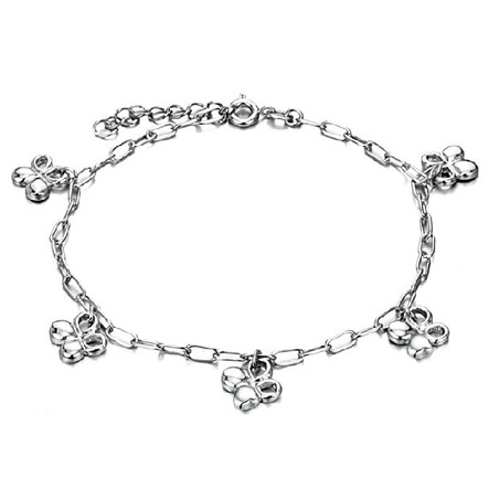 The Queen of Quality Female Clover Shape Platinum Plating Titanium Anklet 