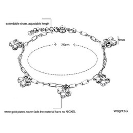 The Queen of Quality Female Clover Shape Platinum Plating Titanium Anklet 