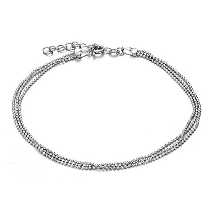 High Quality Female Platinum Plating Titanium Anklet With Beads
