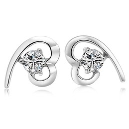 Stable Quality Female Platinum Plating Titanium Earrings With Rhinestone