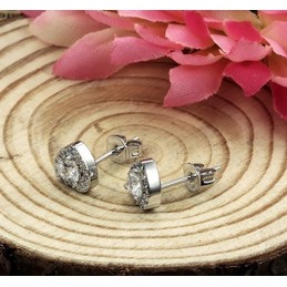 to Enjoy High Reputation at Home and Abroad Female Platinum Plating Titanium Earrings With Diamond