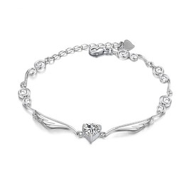 Wide Varieties Female Platinum Plating Titanium Bracelet With Diamond