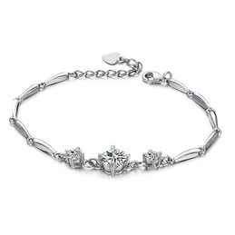 Stable Quality Female Platinum Plating Titanium Bracelet With Diamond