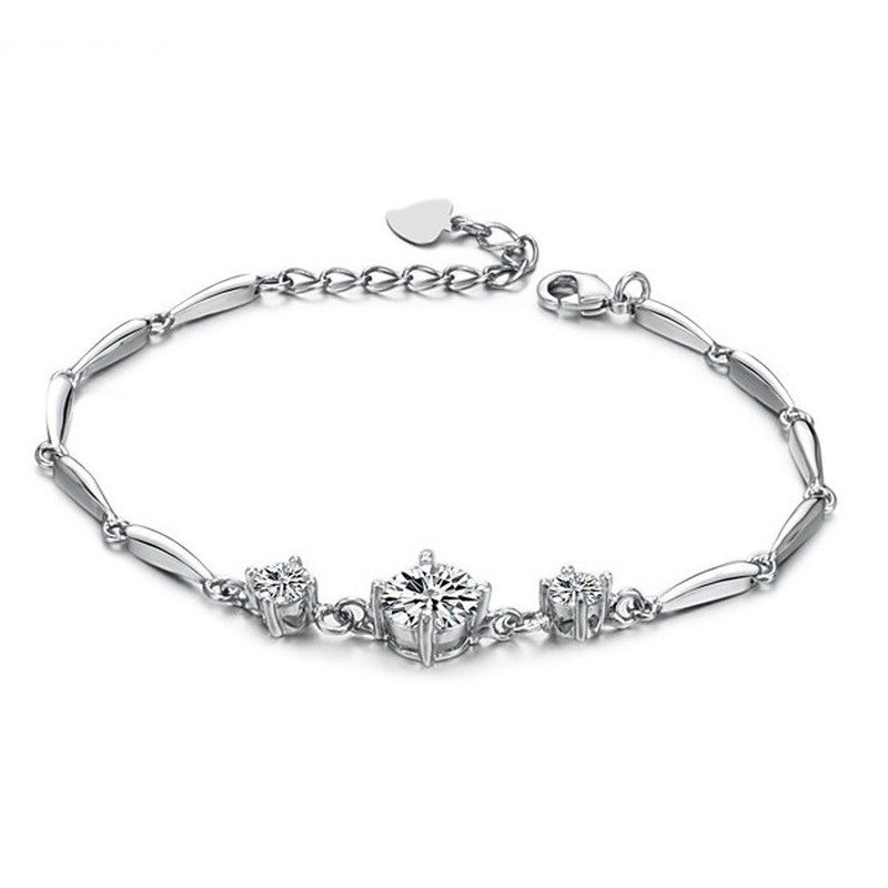 Stable Quality Female Platinum Plating Titanium Bracelet With Diamond