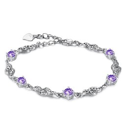 Excellent Quality Female Hollow Platinum Plating Titanium Bracelet With Diamond