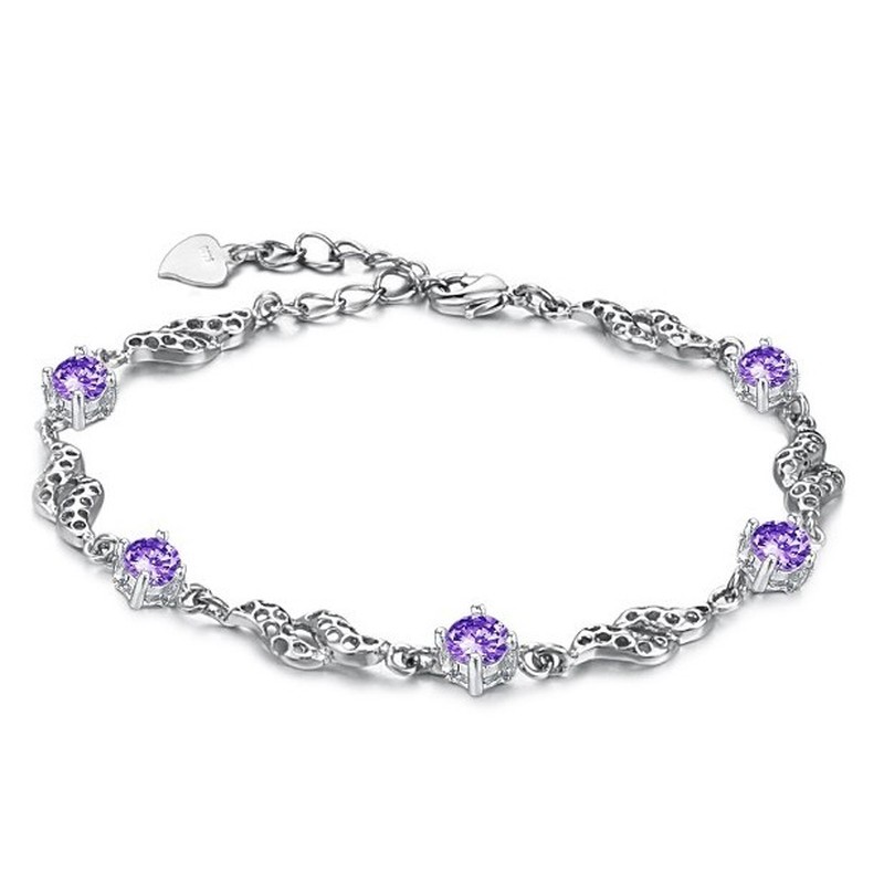 Excellent Quality Female Hollow Platinum Plating Titanium Bracelet With Diamond
