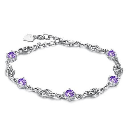 Excellent Quality Female Hollow Platinum Plating Titanium Bracelet With Diamond