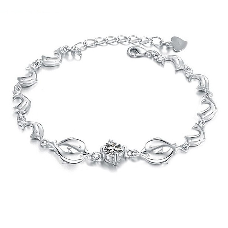 The Queen of Quality Female Dolphin Shape Platinum Plating Titanium Bracelet 