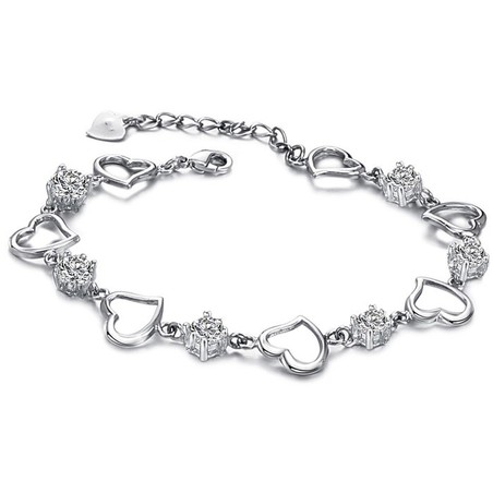 High Quality Female Sweetheart Platinum Plating Titanium Bracelet With Diamond