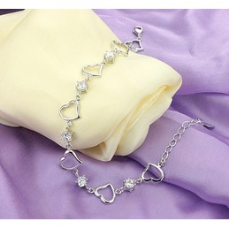 High Quality Female Sweetheart Platinum Plating Titanium Bracelet With Diamond