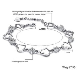 High Quality Female Sweetheart Platinum Plating Titanium Bracelet With Diamond