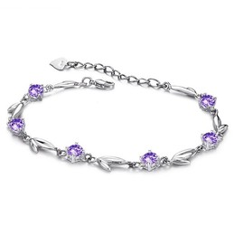World-wide Renown Female Purple Platinum Plating Titanium Bracelet With Diamond