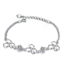 Superior Quality Female Platinum Plating Titanium Bracelet With Purple Crystal