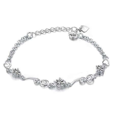 High Quality Female Purple Platinum Plating Titanium Bracelet With Diamond