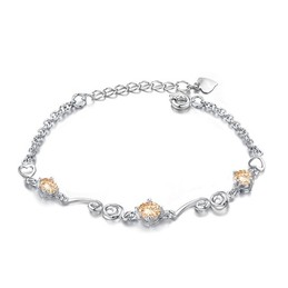 High Quality Female Purple Platinum Plating Titanium Bracelet With Diamond