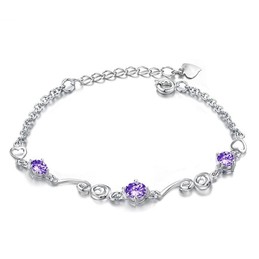 High Quality Female Purple Platinum Plating Titanium Bracelet With Diamond