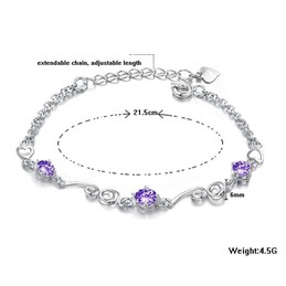High Quality Female Purple Platinum Plating Titanium Bracelet With Diamond