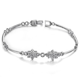 The Queen of Quality Female Plum Flower Shape Platinum Plating Titanium Bracelet With Diamond