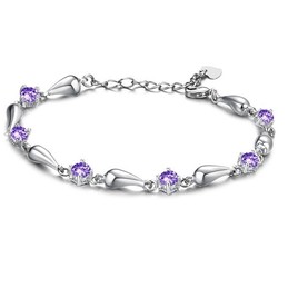 Durable in Use Female Purple Platinum Plating Titanium Bracelet With Diamond