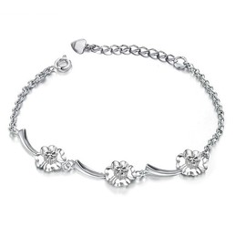 Dependable Performance Female Clover Shape Platinum Plating Titanium Bracelet With Diamond