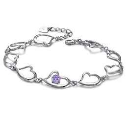 High Quality Female Sweetheart Platinum Plating Titanium Bracelet With Diamond