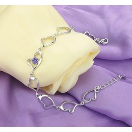 High Quality Female Sweetheart Platinum Plating Titanium Bracelet With Diamond