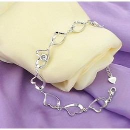 High Quality Female Sweetheart Platinum Plating Titanium Bracelet With Diamond