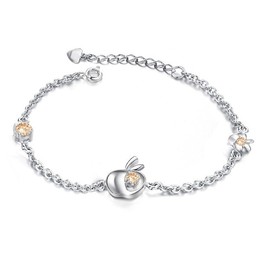 Reliable Reputation Female Hollow Platinum Plating Titanium Bracelet With Rhinestone