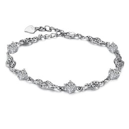 Superior Quality Female Hollow Platinum Plating Titanium Bracelet With Rhinestone