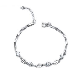 The Queen of Quality Female Platinum Plating Titanium Bracelet With Rhinestone