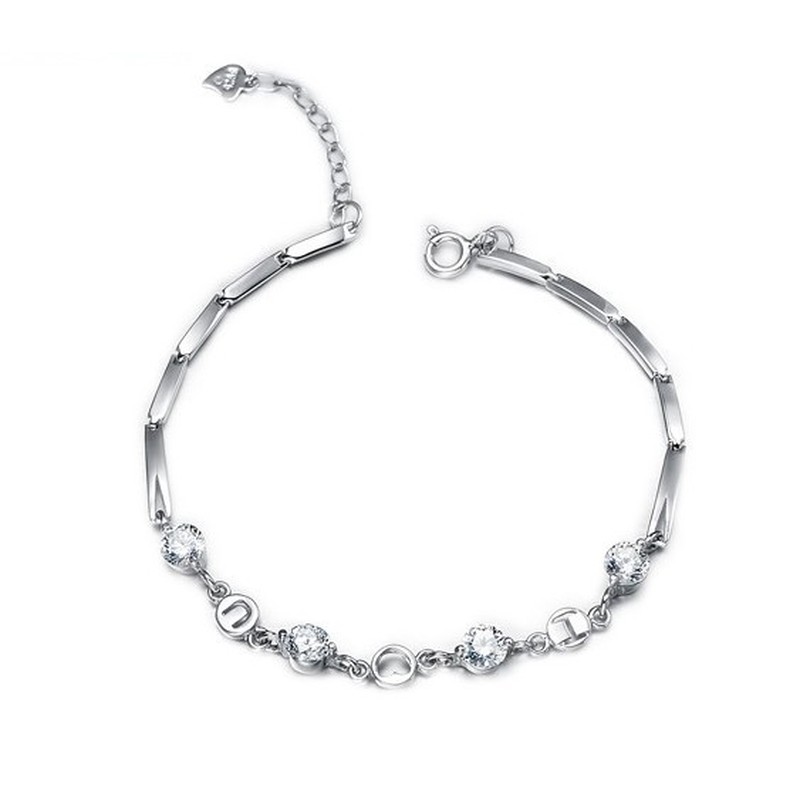 The Queen of Quality Female Platinum Plating Titanium Bracelet With Rhinestone