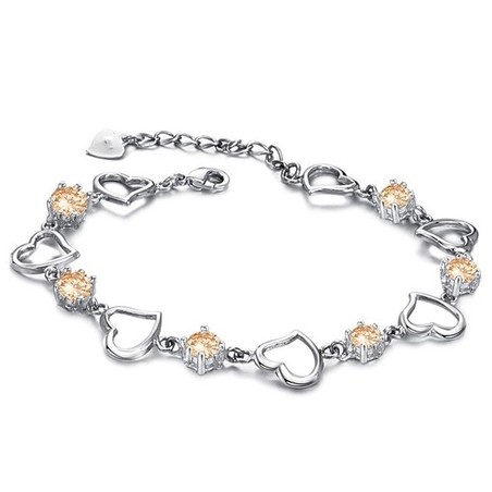 The Queen of Quality Female Sweetheart Platinum Plating Titanium Bracelet With Diamond