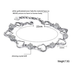 The Queen of Quality Female Sweetheart Platinum Plating Titanium Bracelet With Diamond