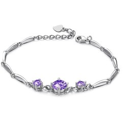 Stable Quality Female Purple Platinum Plating Titanium Bracelet With Diamond