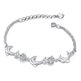 High Quality Female Dolphin Shape Platinum Plating Titanium Bracelet With Diamond