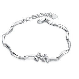 Quality and Quantity Assured Female Platinum Plating Titanium Bracelet With Diamond