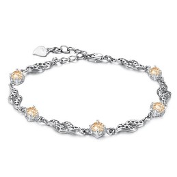 High Quality Female Hollow Platinum Plating Titanium Bracelet With Diamond