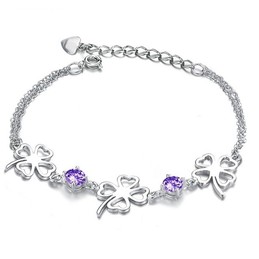 Excellent Quality Female Clover Shape Platinum Plating Titanium Bracelet