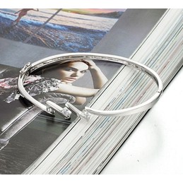 Quality and Quantity Assured Female Allergy Free Platinum Plating Titanium Bangle With Rhinestone