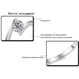 Dependable Performance Female Platinum Plating Titanium Ring With Rhinestone