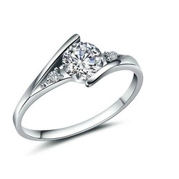 Durable in Use Female Platinum Plating Titanium Ring With Rhinestone